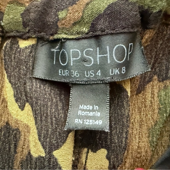 Topshop Brown Green Black Camouflage Straight Leg Pants - Picture 5 of 11